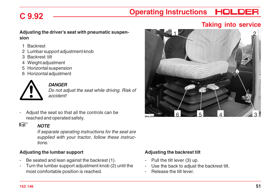 C 9.92, Operating instructions, Taking into service | Holder C 9.92 H User Manual | Page 53 / 238