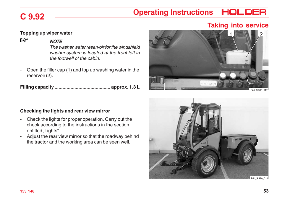 C 9.92, Operating instructions, Taking into service | Holder C 9.92 H User Manual | Page 55 / 238