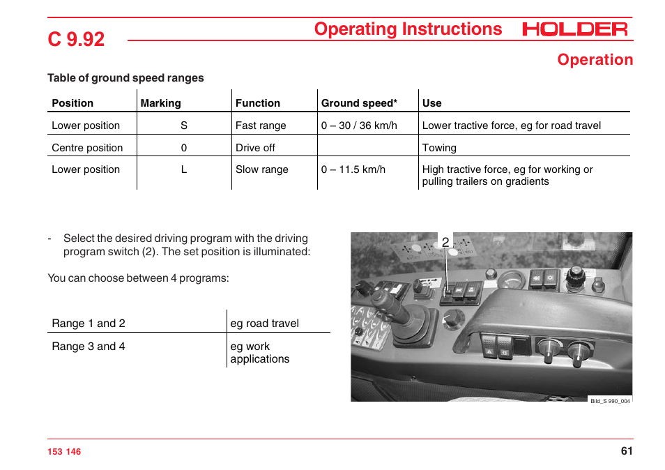 C 9.92, Operating instructions, Operation | Holder C 9.92 H User Manual | Page 63 / 238