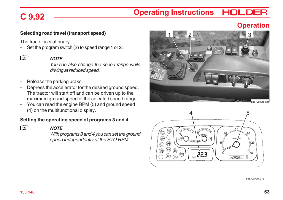 C 9.92, Operating instructions, Operation | Holder C 9.92 H User Manual | Page 65 / 238