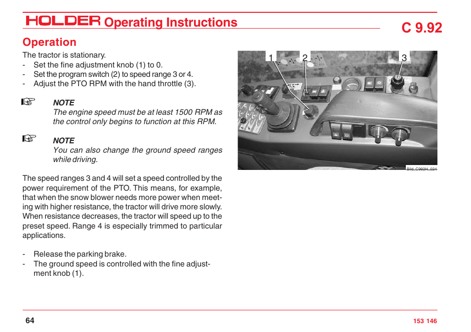C 9.92, Operating instructions, Operation | Holder C 9.92 H User Manual | Page 66 / 238