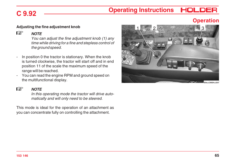 C 9.92, Operating instructions, Operation | Holder C 9.92 H User Manual | Page 67 / 238