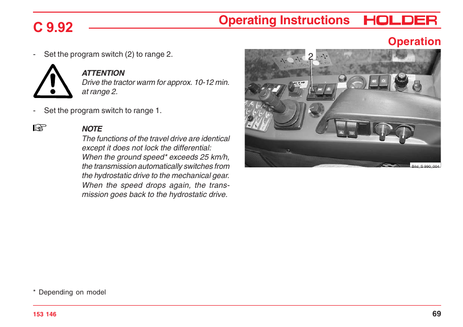 C 9.92, Operating instructions, Operation | Holder C 9.92 H User Manual | Page 71 / 238