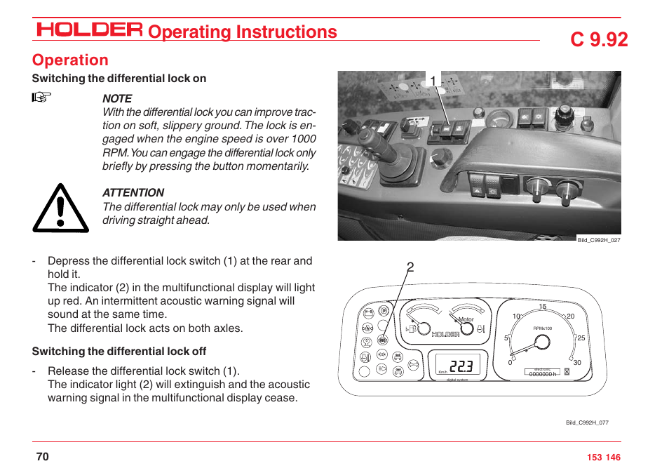 C 9.92, Operating instructions, Operation | Holder C 9.92 H User Manual | Page 72 / 238