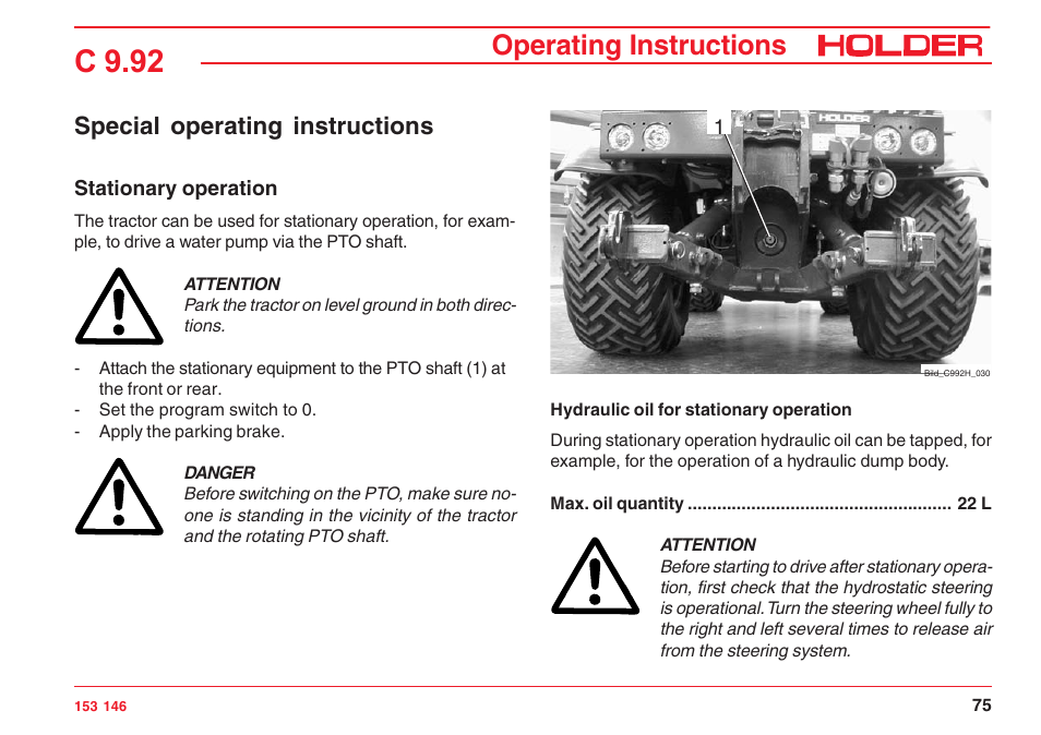 C 9.92, Operating instructions, Special operating instructions | Holder C 9.92 H User Manual | Page 77 / 238