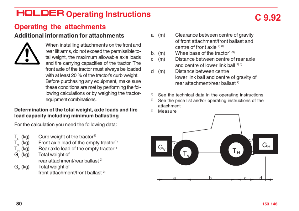 C 9.92, Operating instructions, Operating the attachments | Additional information for attachments | Holder C 9.92 H User Manual | Page 82 / 238
