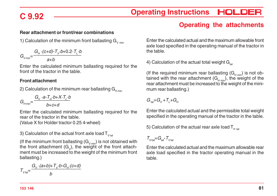 C 9.92, Operating instructions, Operating the attachments | Holder C 9.92 H User Manual | Page 83 / 238