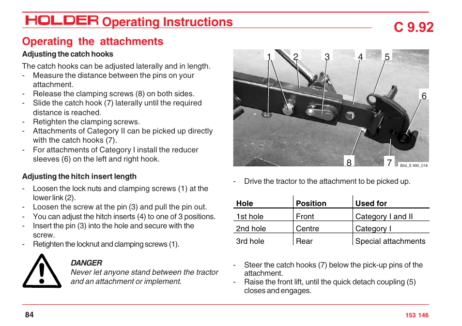 C 9.92, Operating instructions, Operating the attachments | Holder C 9.92 H User Manual | Page 86 / 238
