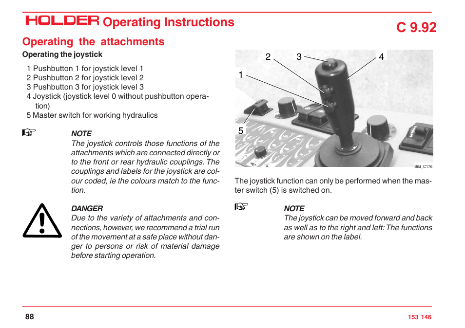 C 9.92, Operating instructions, Operating the attachments | Holder C 9.92 H User Manual | Page 90 / 238