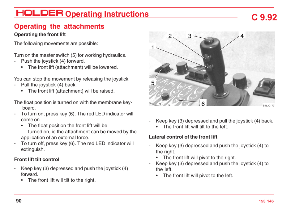 C 9.92, Operating instructions, Operating the attachments | Holder C 9.92 H User Manual | Page 92 / 238