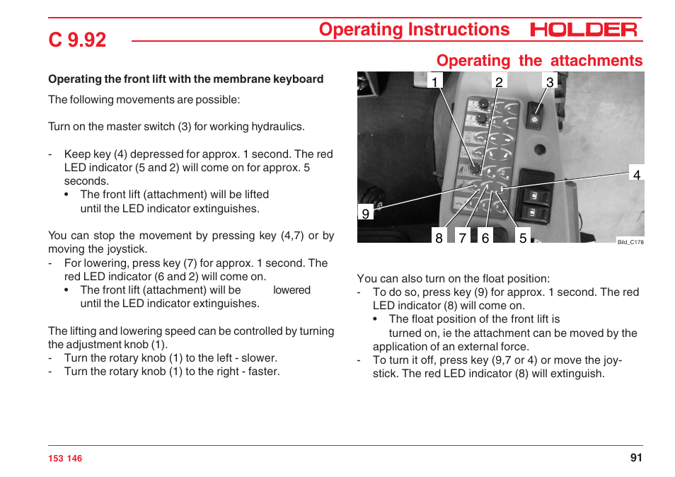 C 9.92, Operating instructions, Operating the attachments | Holder C 9.92 H User Manual | Page 93 / 238