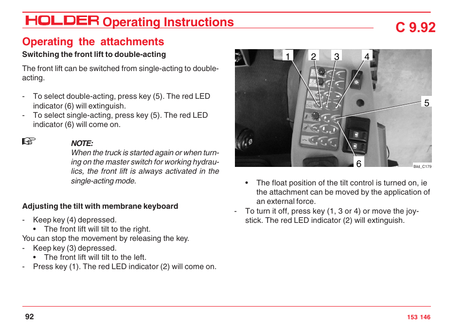 C 9.92, Operating instructions, Operating the attachments | Holder C 9.92 H User Manual | Page 94 / 238