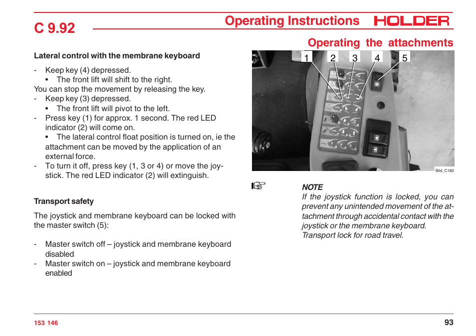 C 9.92, Operating instructions, Operating the attachments | Holder C 9.92 H User Manual | Page 95 / 238