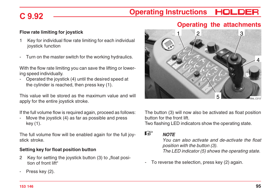 C 9.92, Operating instructions, Operating the attachments | Holder C 9.92 H User Manual | Page 97 / 238
