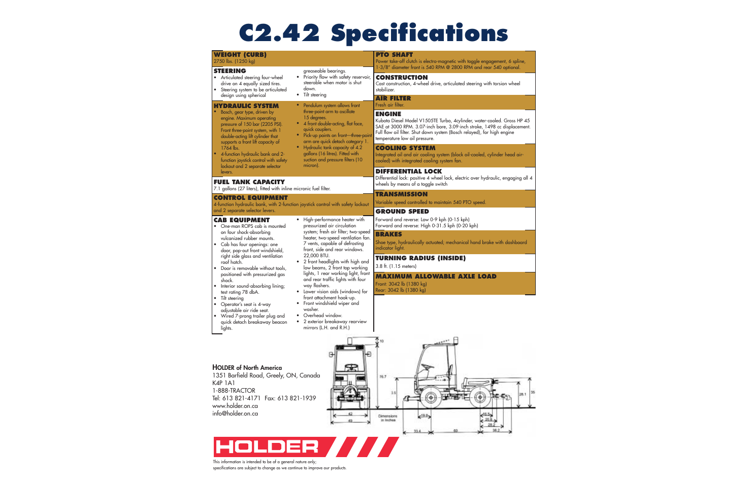 C2.42 brochure_3, C2.42 specifications | Holder C2.42 User Manual | Page 16 / 16