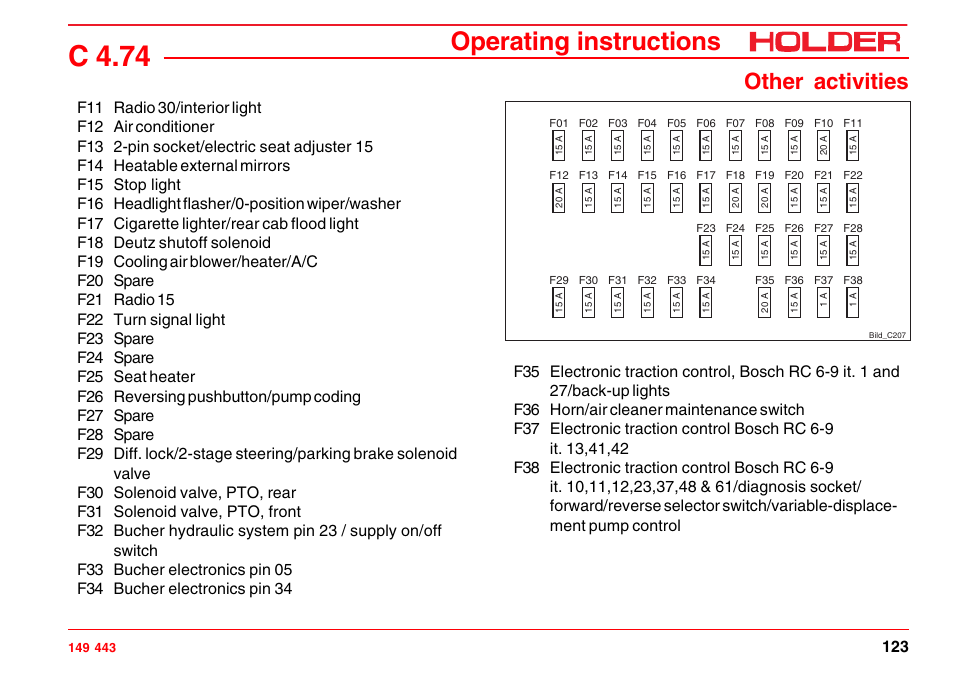 C 4.74, Operating instructions, Other activities | Holder C-Trac 4.74 User Manual | Page 124 / 211