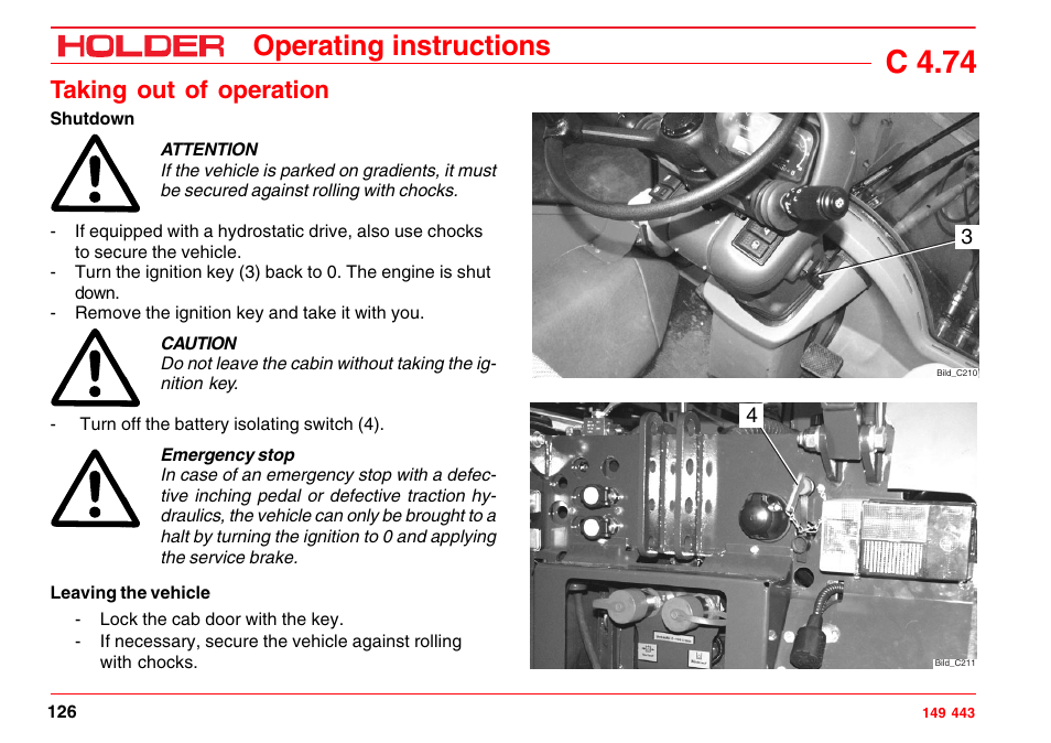 Table of trailers, Trailers, towing, C 4.74 | Operating instructions, Taking out of operation | Holder C-Trac 4.74 User Manual | Page 127 / 211