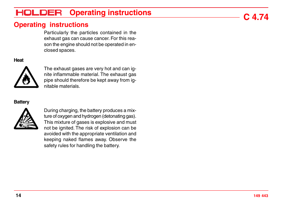 Dimensional drawing, Technical data, Vehicle dimensions | C 4.74, Operating instructions | Holder C-Trac 4.74 User Manual | Page 15 / 211