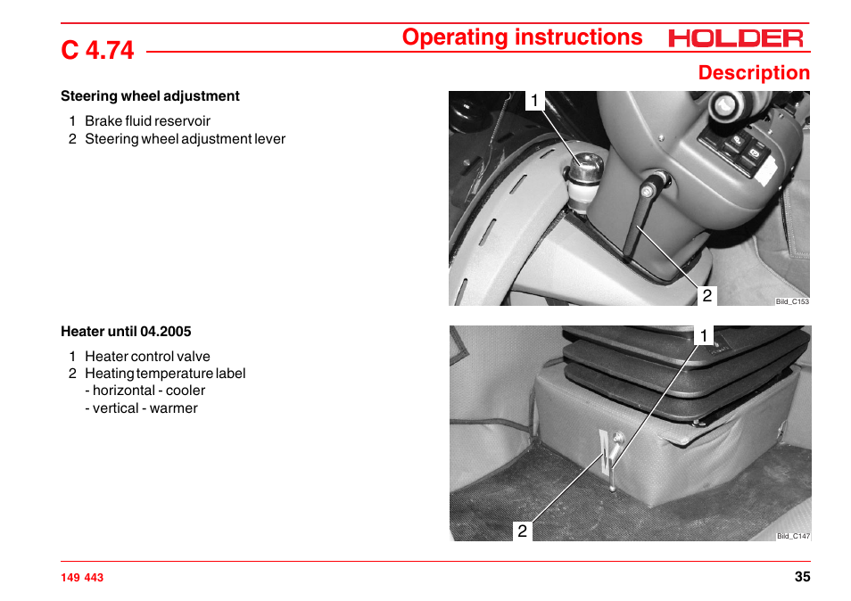 Multifunctional display, legend, C 4.74, Operating instructions | Description | Holder C-Trac 4.74 User Manual | Page 36 / 211