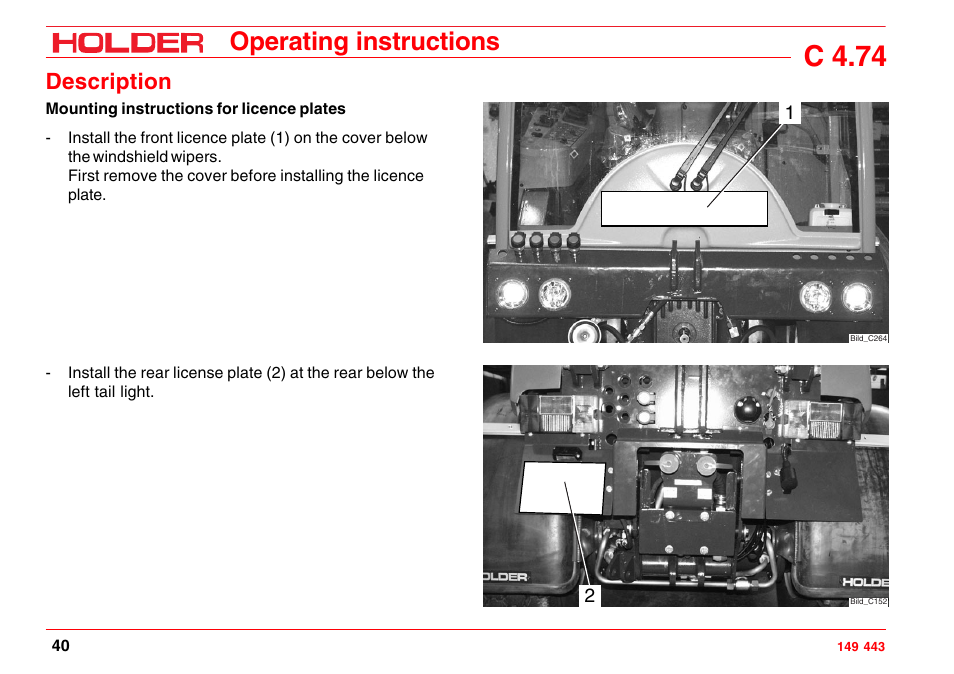 Overview of options and variants (selection), C 4.74, Operating instructions | Description | Holder C-Trac 4.74 User Manual | Page 41 / 211