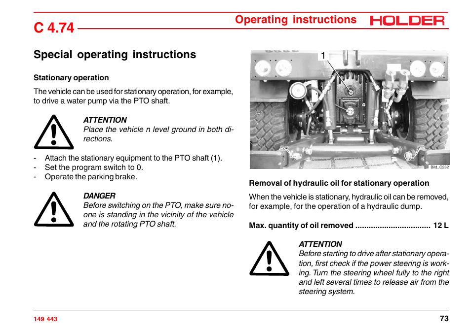 Adjusting the track width, C 4.74, Operating instructions | Special operating instructions | Holder C-Trac 4.74 User Manual | Page 74 / 211