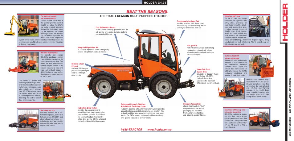 Beat the seasons, Holder c4.74, The true 4-season multi-purpose tractor | Holder C4.74 User Manual | Page 2 / 2