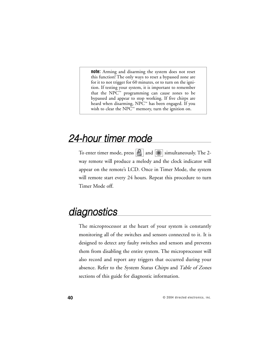 224 4--h ho ou urr ttiim me err m mo od de e, Ddiia ag gn no ossttiic css | Hornet Car Security 564T User Manual | Page 43 / 57