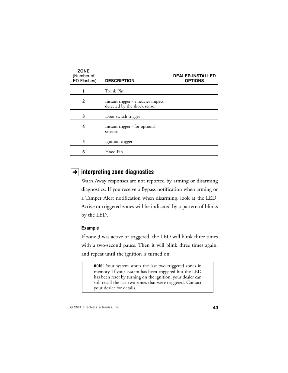 Interpreting zone diagnostics | Hornet Car Security 564T User Manual | Page 46 / 57