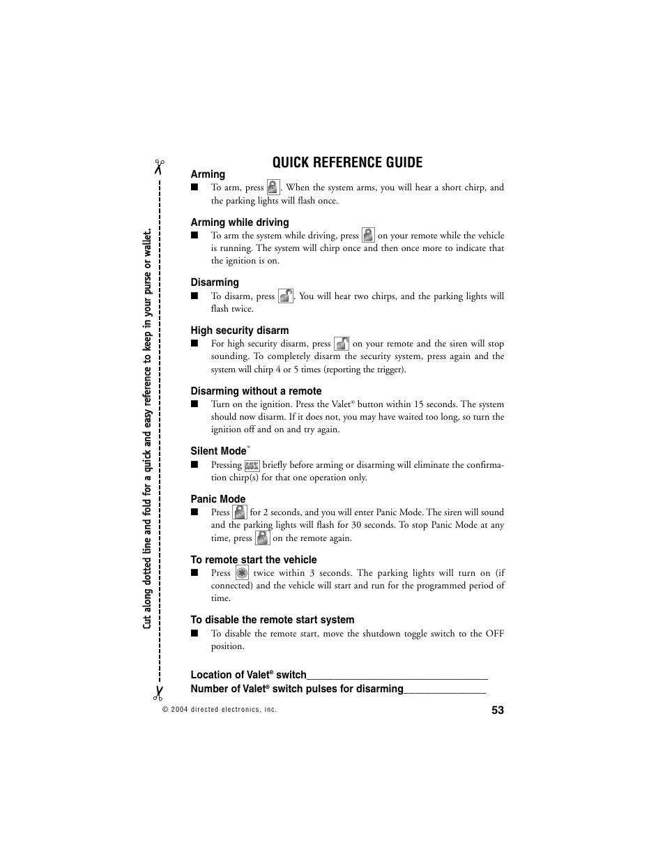Quick reference guide | Hornet Car Security 564T User Manual | Page 56 / 57