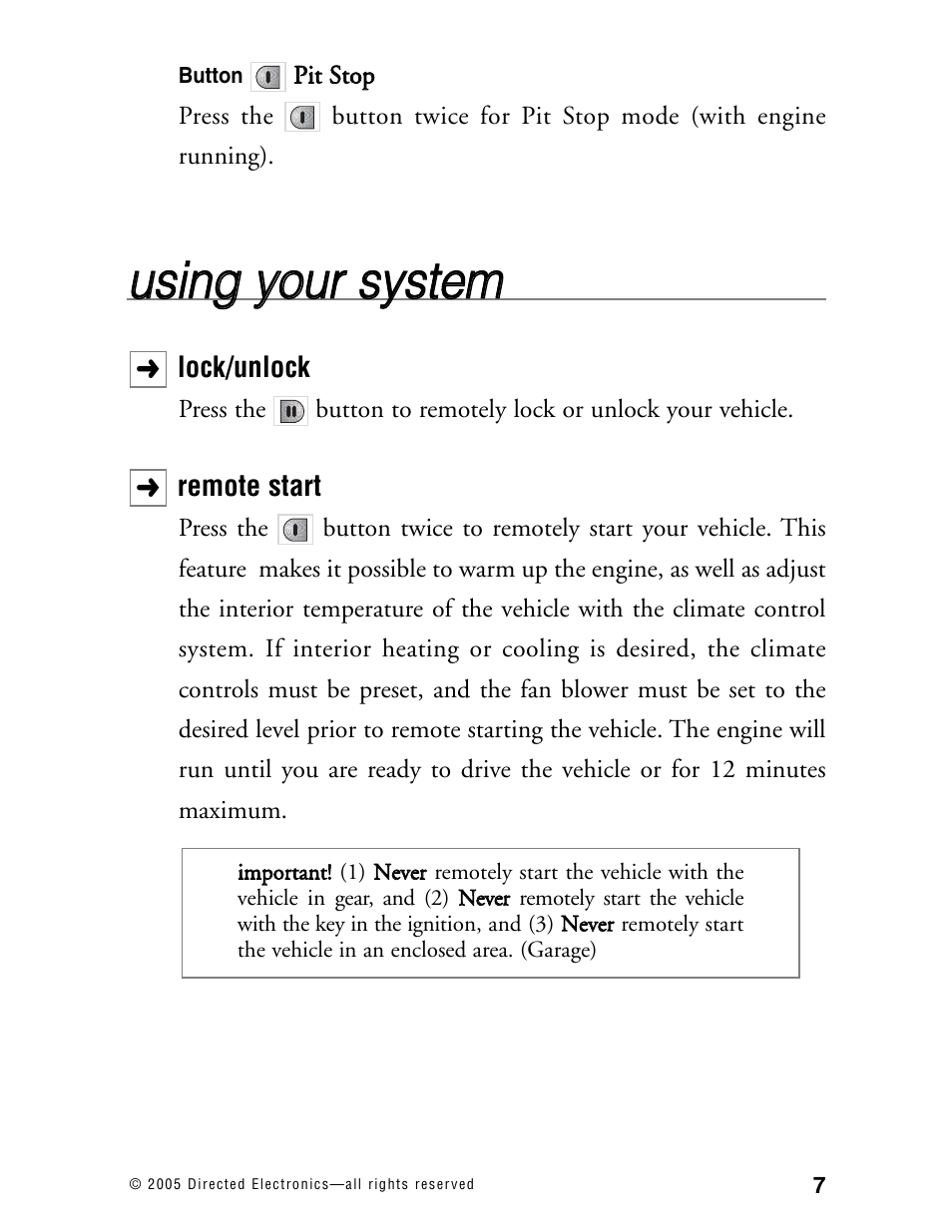 Uussiin ng g yyo ou urr ssyysstte em m | Hornet Car Security 570T User Manual | Page 10 / 19