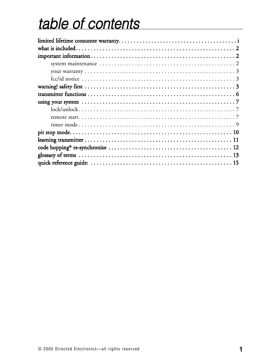 Tta ab blle e o off c co on ntte en nttss | Hornet Car Security 570T User Manual | Page 4 / 19