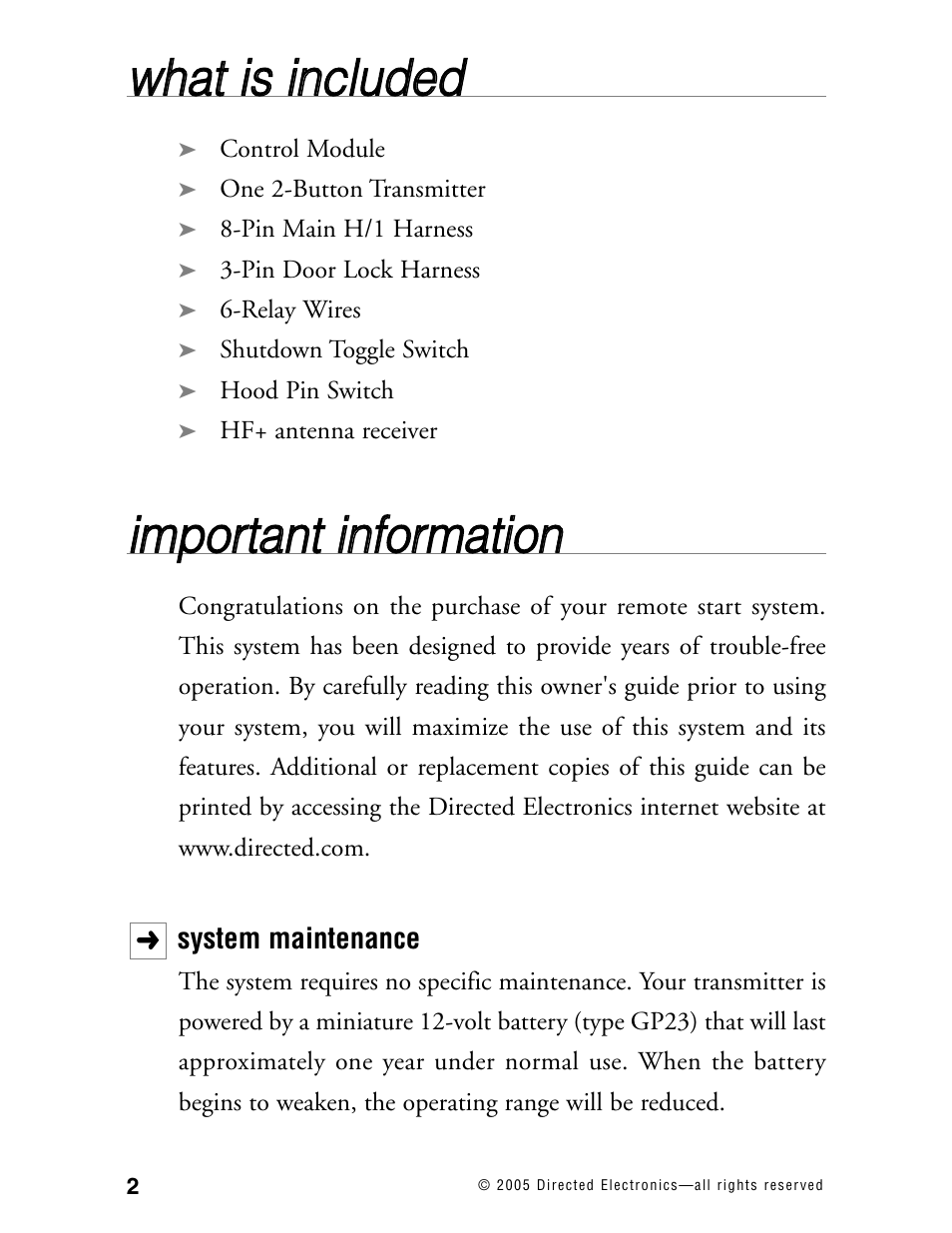 Wwh ha att iiss iin nc cllu ud de ed d | Hornet Car Security 570T User Manual | Page 5 / 19