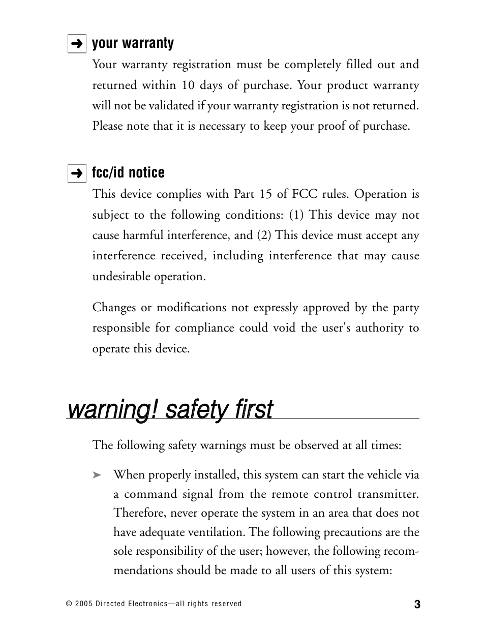 Wwa arrn niin ng g!! ssa affe ettyy ffiirrsstt | Hornet Car Security 570T User Manual | Page 6 / 19