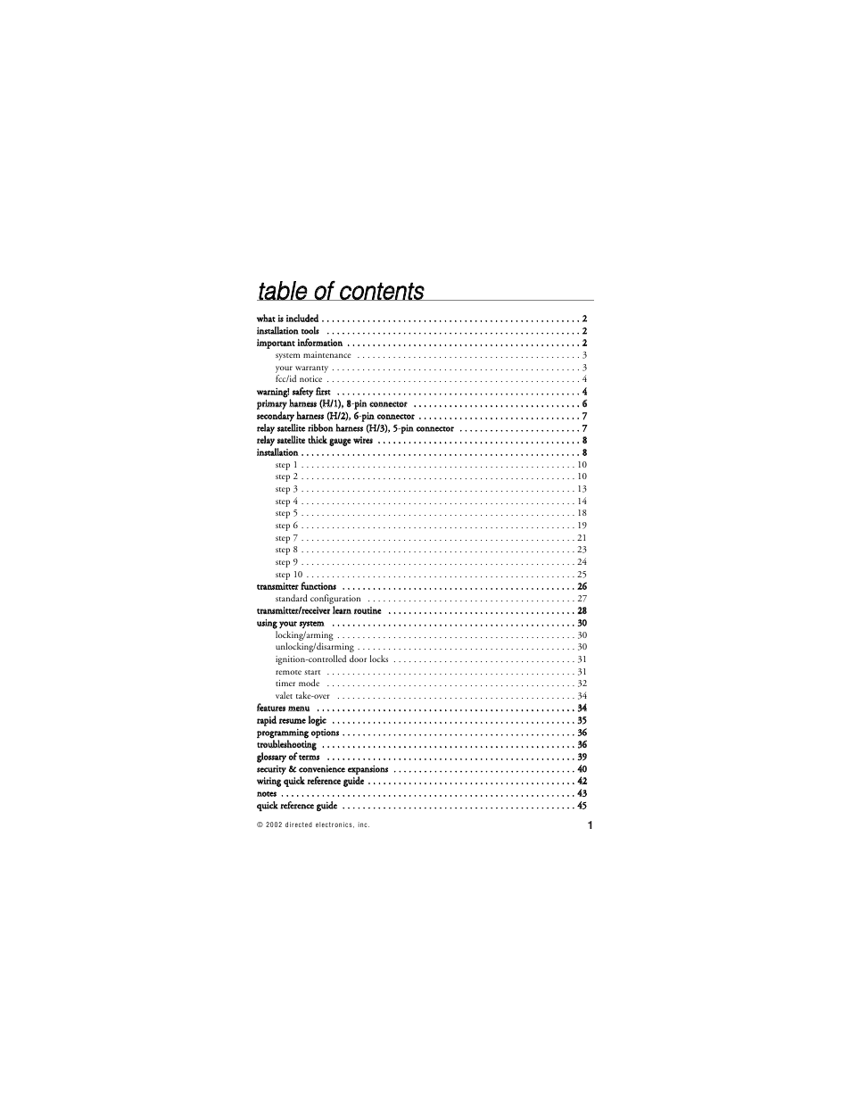 Tta ab blle e o off c co on ntte en nttss | Hornet Car Security 851T User Manual | Page 4 / 49