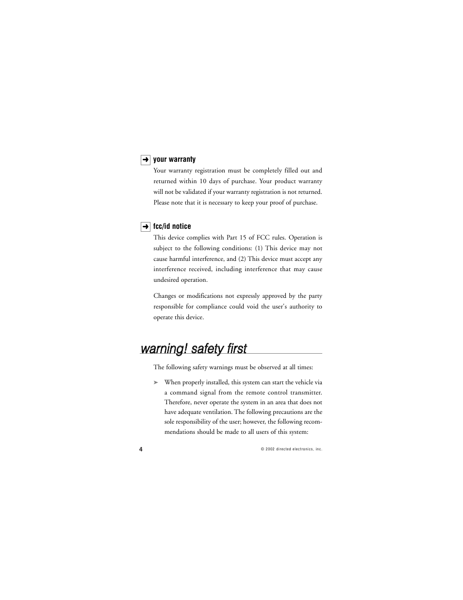 Wwa arrn niin ng g!! ssa affe ettyy ffiirrsstt | Hornet Car Security 851T User Manual | Page 7 / 49