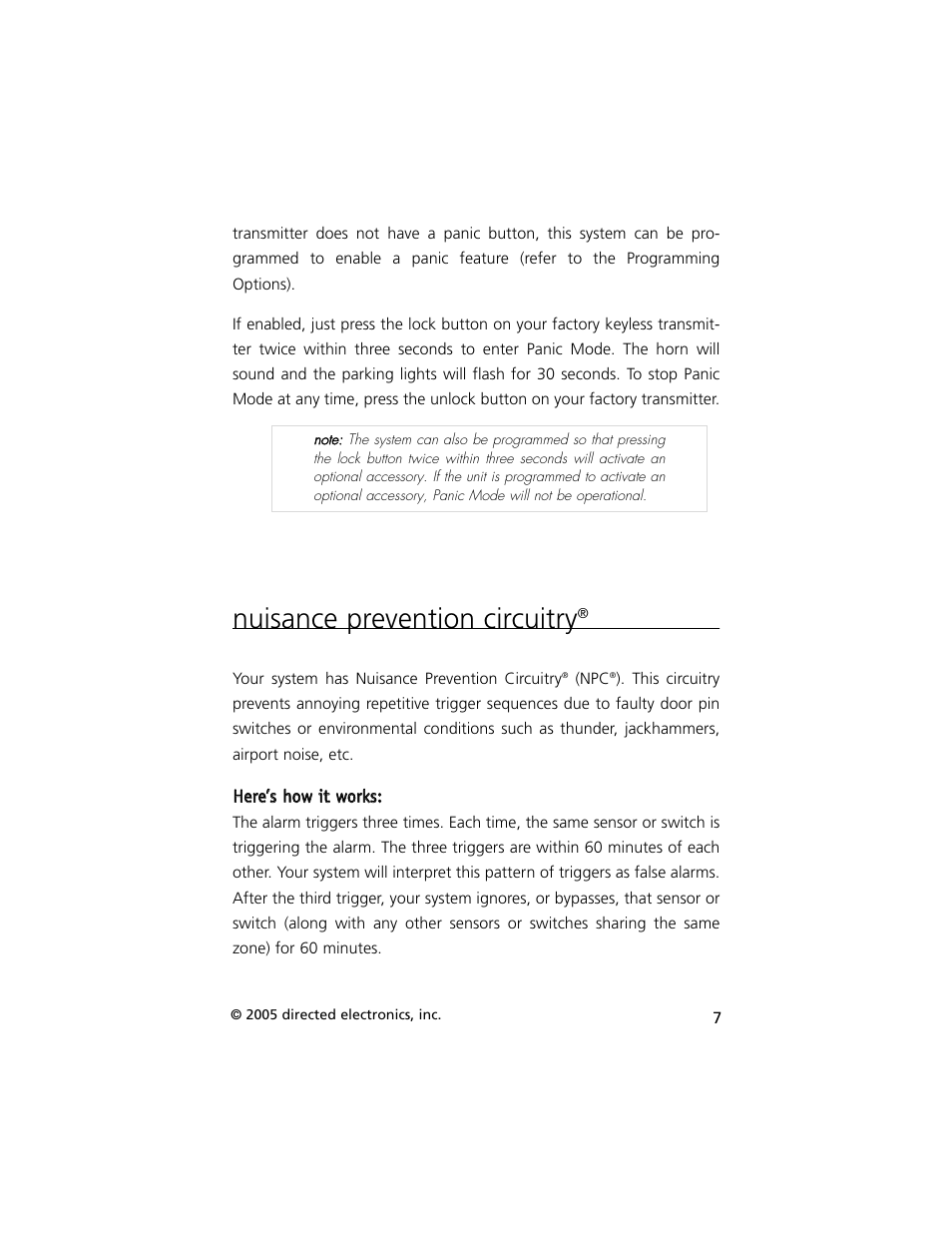 Nuisance prevention circuitry | Hornet Car Security G727T User Manual | Page 10 / 21