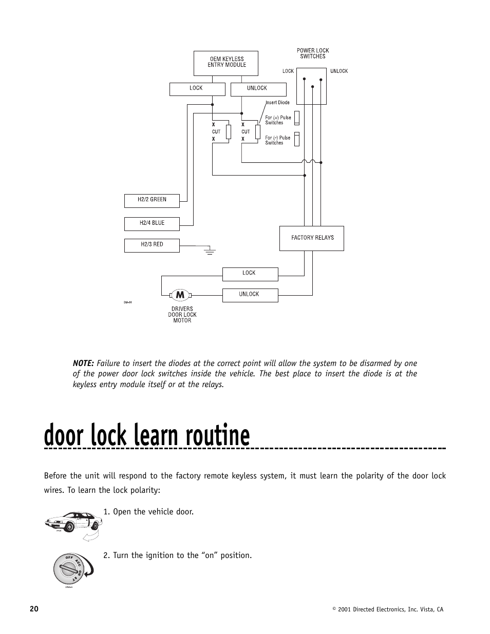Door lock learn routine | Hornet Car Security 700T User Manual | Page 20 / 28