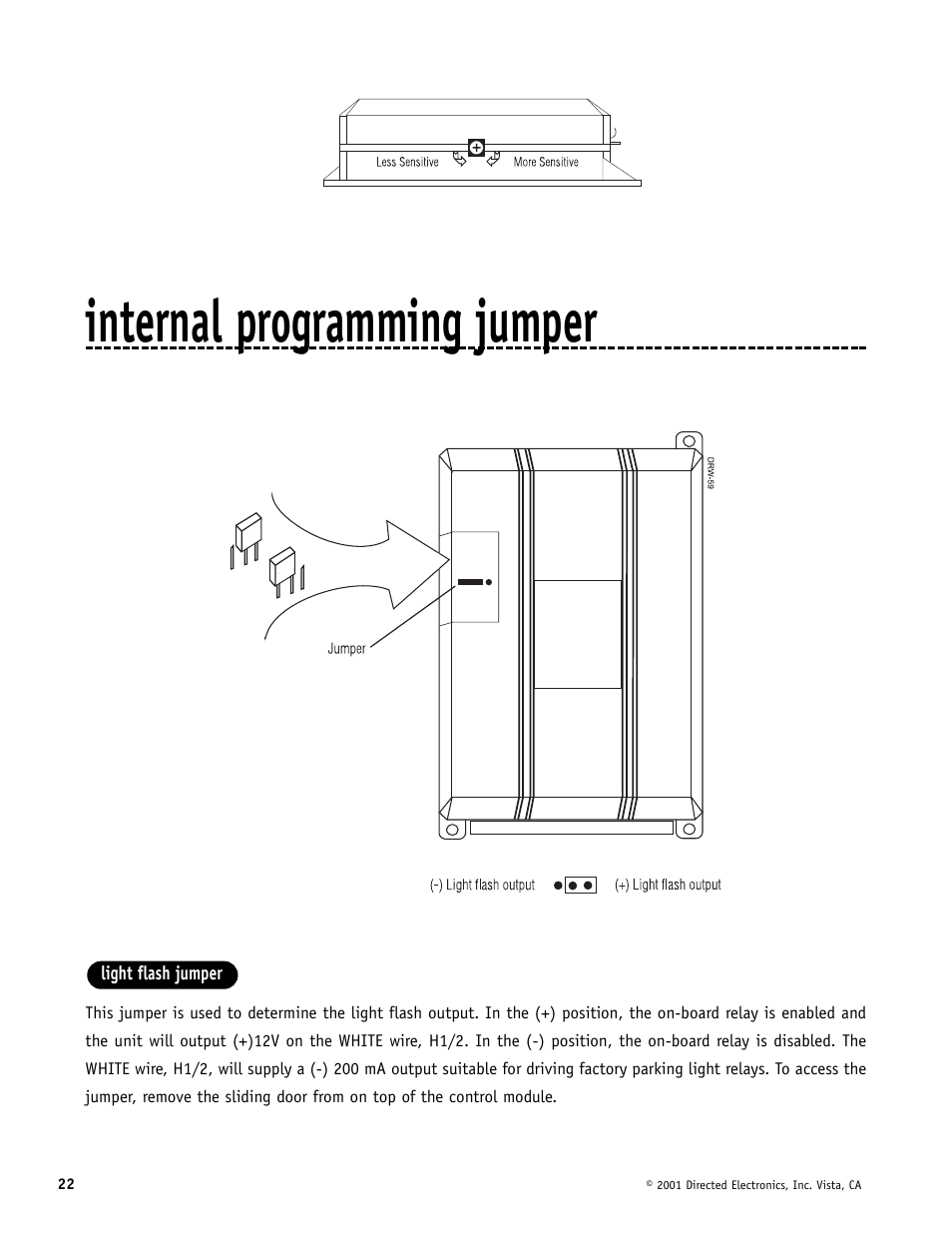 Internal programming jumper | Hornet Car Security 700T User Manual | Page 22 / 28