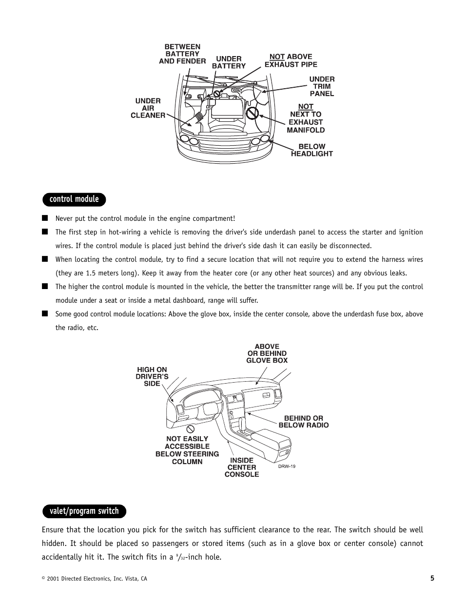 Valet/program switch control module | Hornet Car Security 700T User Manual | Page 5 / 28