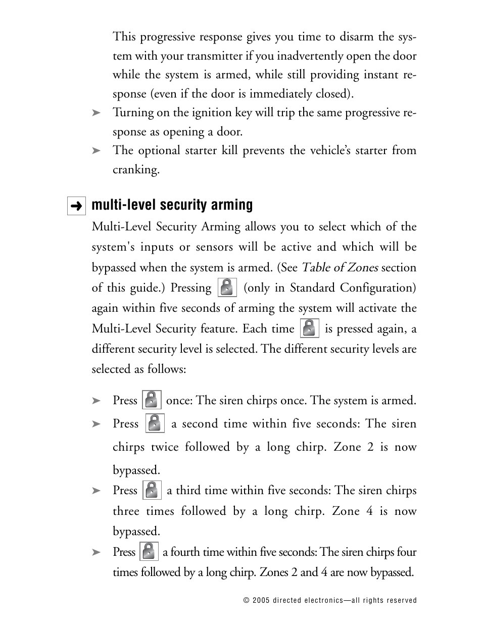 Multi-level security arming | Hornet Car Security 563T User Manual | Page 15 / 44