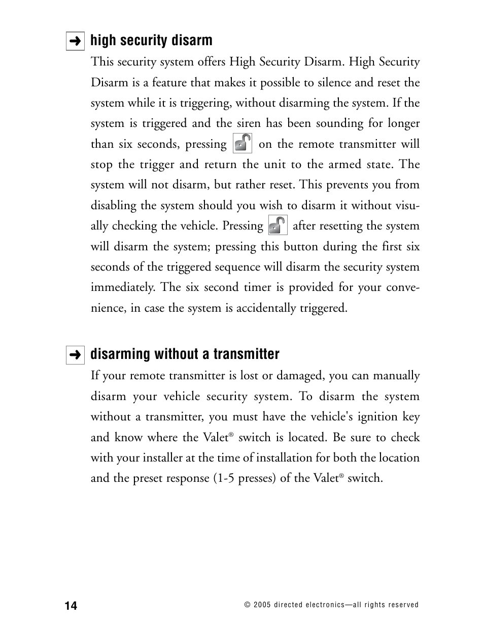 High security disarm, Disarming without a transmitter | Hornet Car Security 563T User Manual | Page 17 / 44