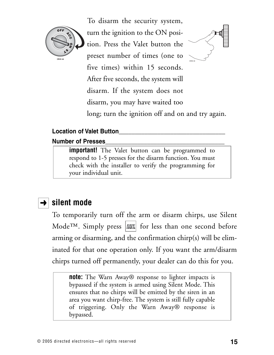 Silent mode | Hornet Car Security 563T User Manual | Page 18 / 44