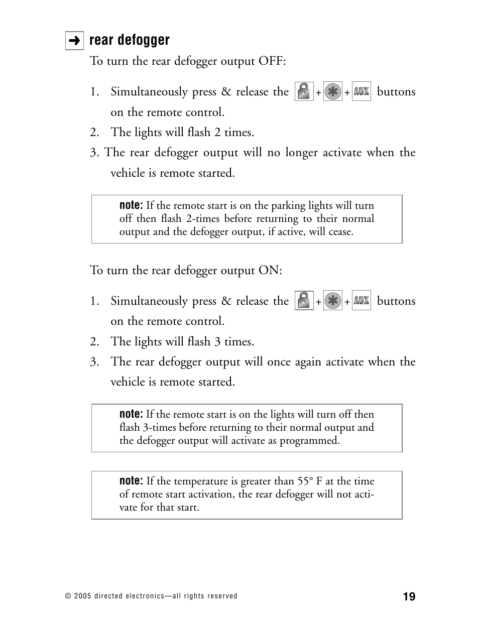Rear defogger | Hornet Car Security 563T User Manual | Page 22 / 44