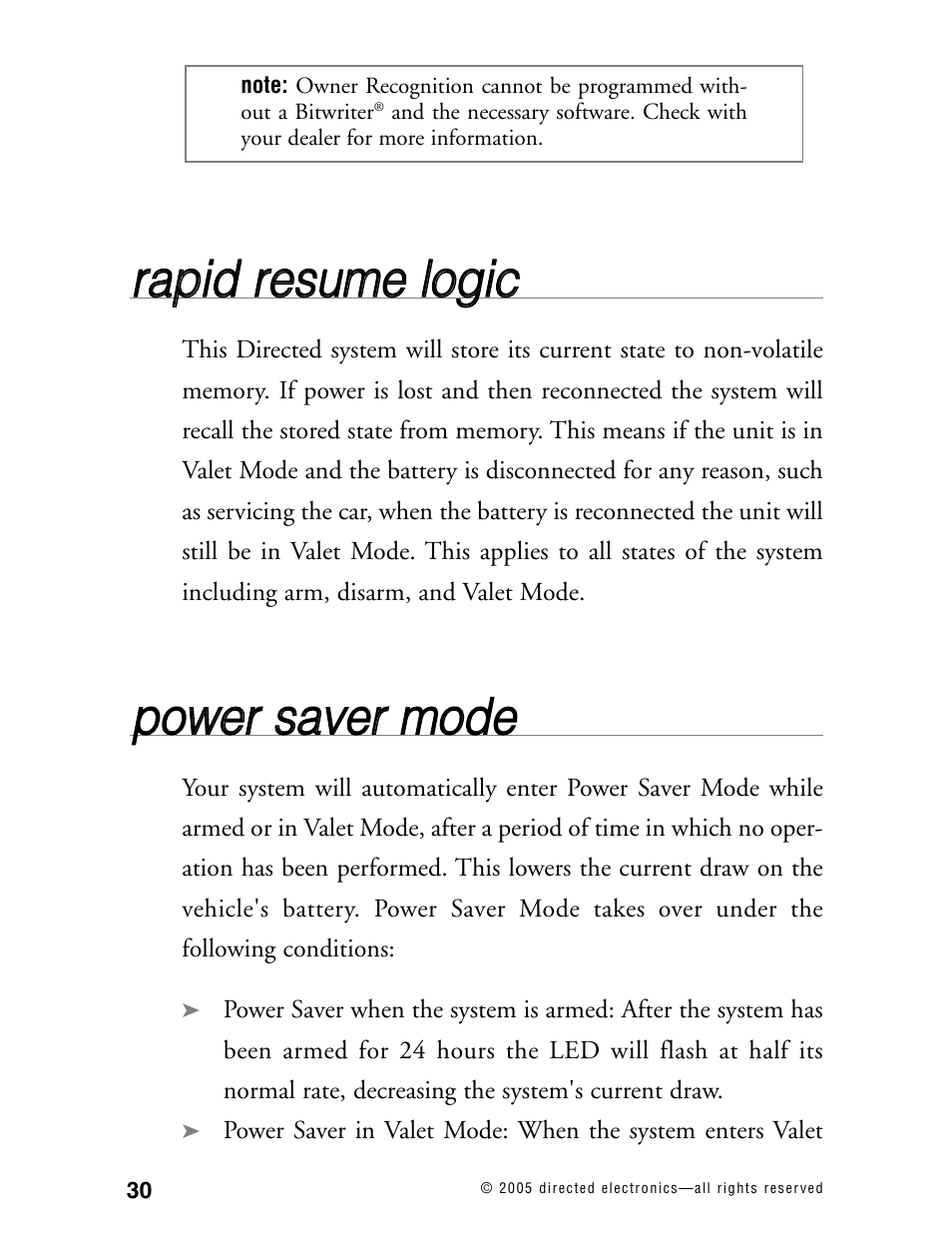 Rra ap piid d rre essu um me e llo og giic c, Ppo ow we err ssa avve err m mo od de e | Hornet Car Security 563T User Manual | Page 33 / 44