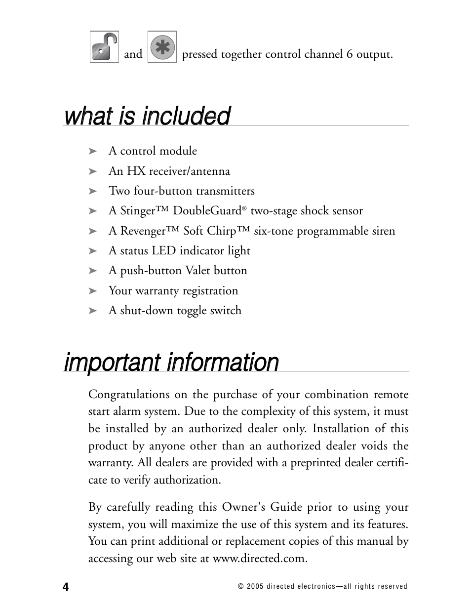 Wwh ha att iiss iin nc cllu ud de ed d | Hornet Car Security 563T User Manual | Page 7 / 44