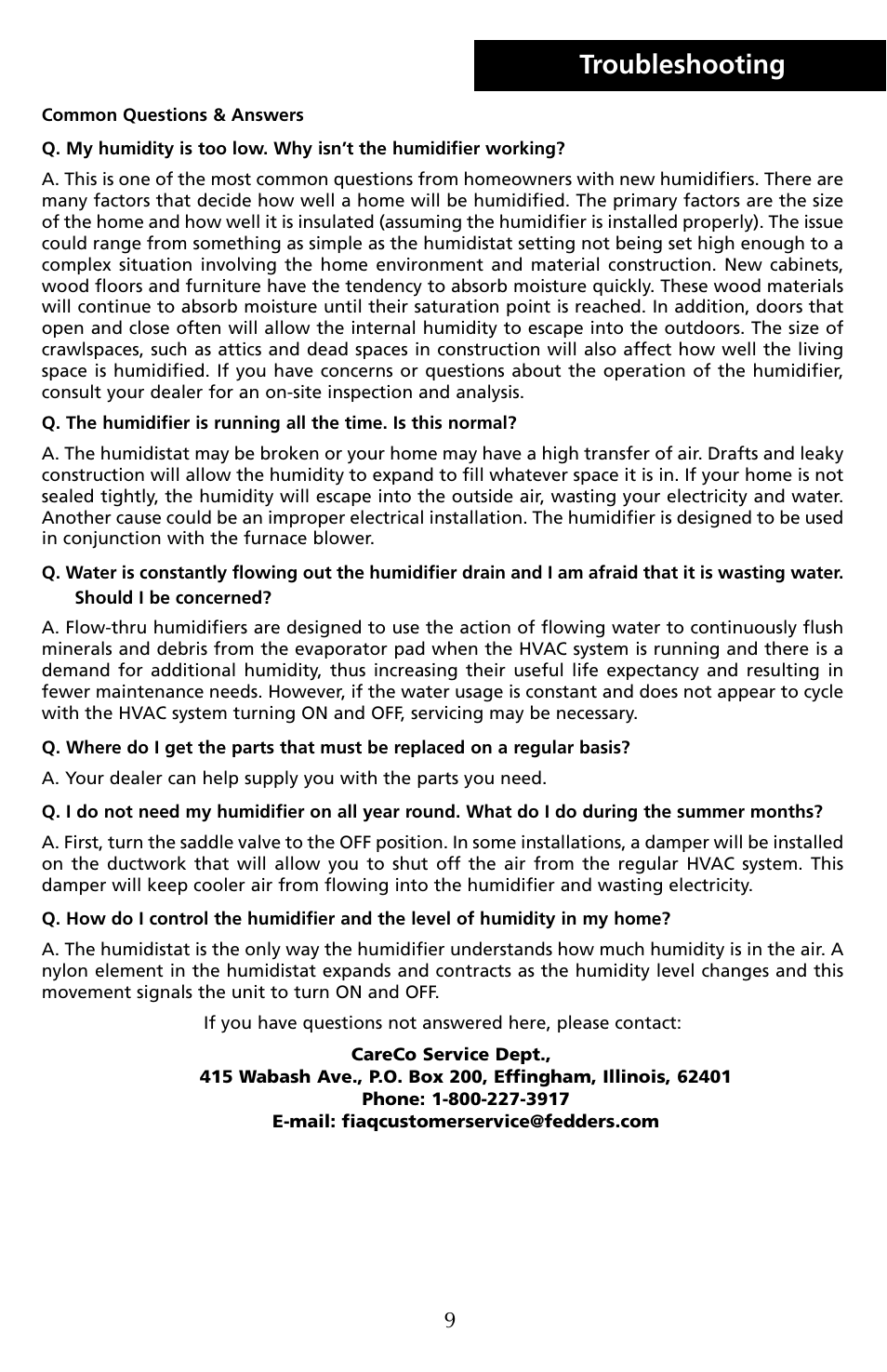 Troubleshooting | Herrmidifier Co G-200/300 User Manual | Page 11 / 16