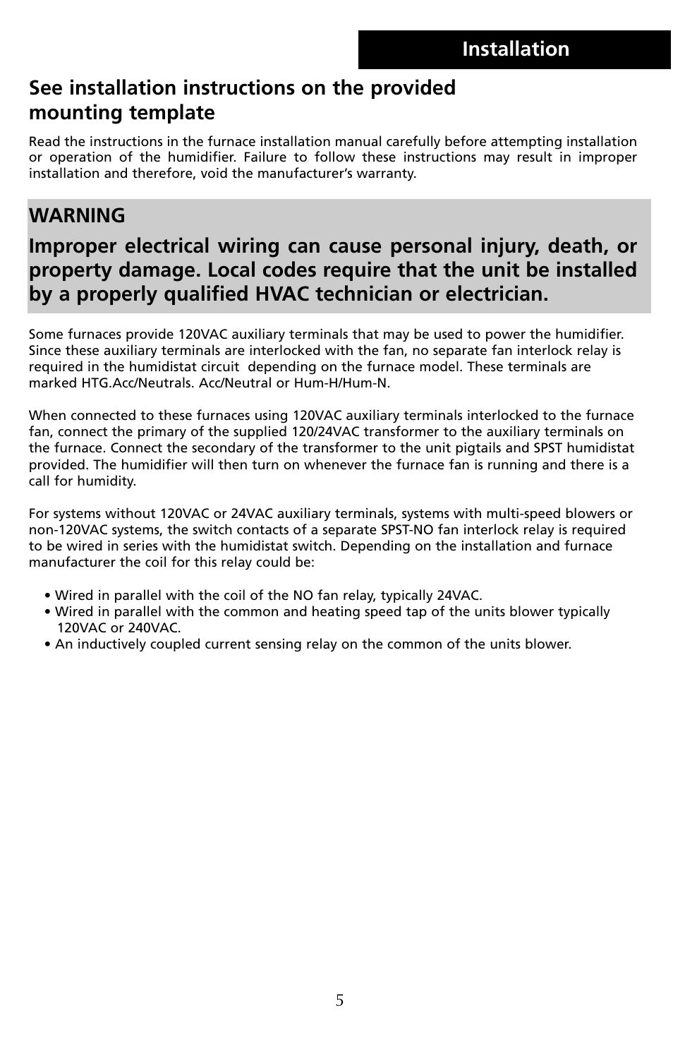 Installation | Herrmidifier Co G-200/300 User Manual | Page 7 / 16