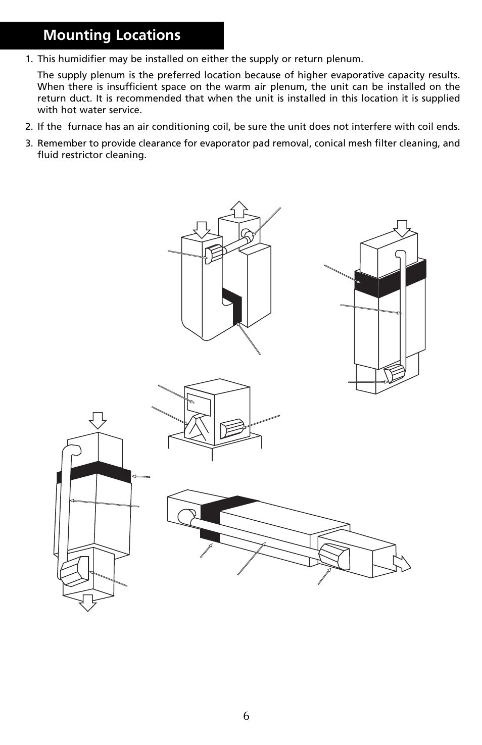 Mounting locations | Herrmidifier Co G-200/300 User Manual | Page 8 / 16