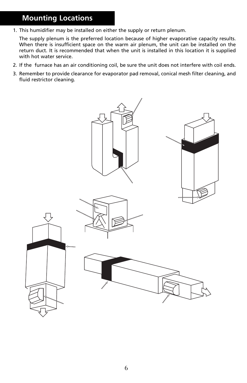 Mounting locations | Herrmidifier Co G-100ES User Manual | Page 8 / 16