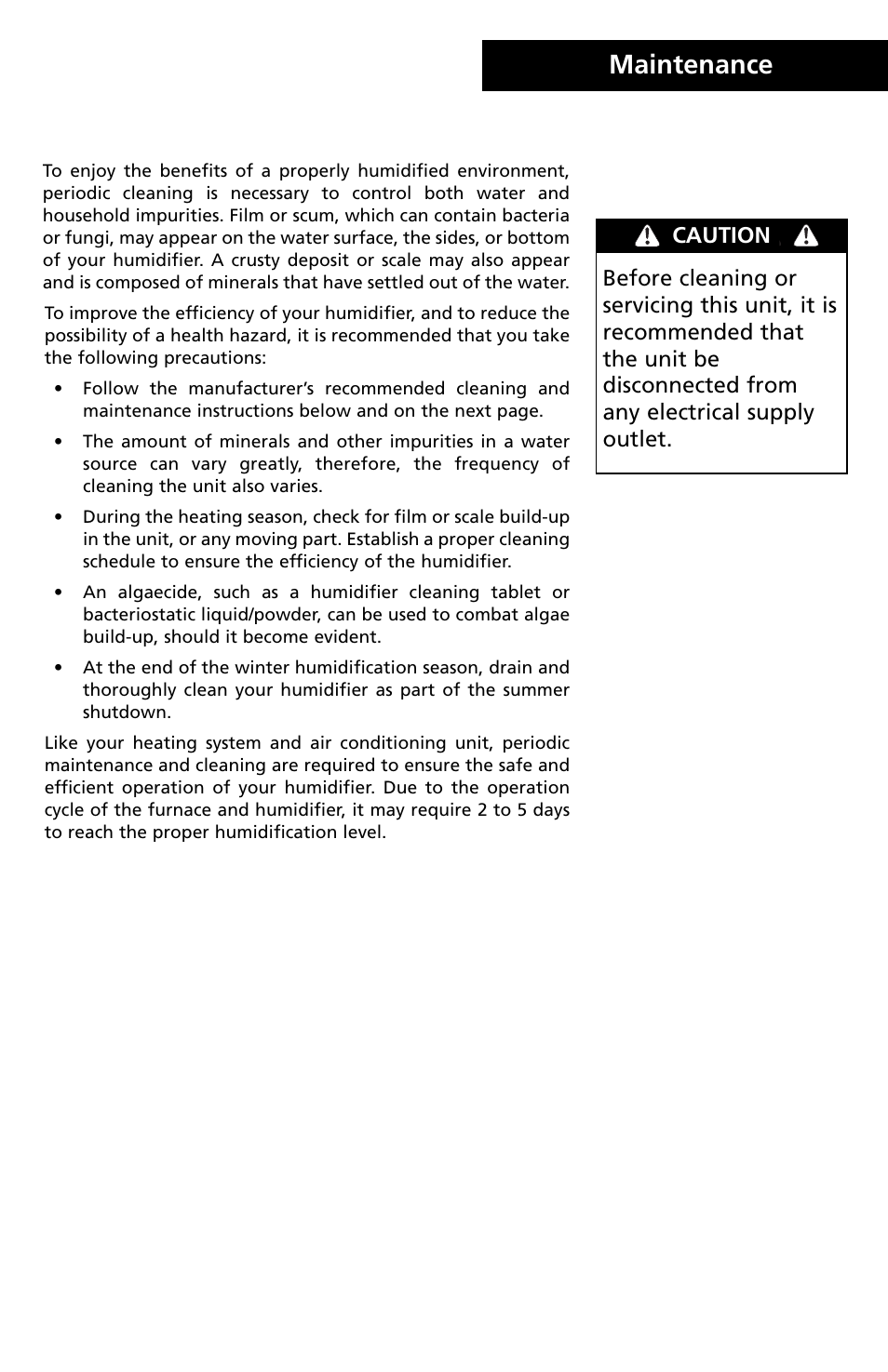 12 maintenance | Herrmidifier Co 707U-UK User Manual | Page 13 / 16